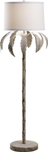 Floor Lamp Transitional Palm Tree 1-Light White Shade Heavy Wash Gold Iron