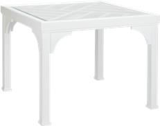 Games Table BOLTON Clear White Paint Wood Beveled Glass