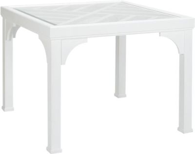 Games Table BOLTON Clear White Paint Beveled Glass Wood