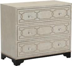 Chest of Drawers PARSON Black Painted Gray Linen Silver Wood 3 -Drawer