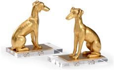 Bookends Bookend FLOSSIE Clear Antique Gold Leaf Pair Acrylic Resin