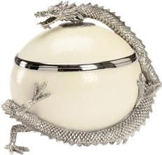 Box Dragon Ostrich Eggshell Silver-Plated Lost-Wax Cast Brass Shell Silve