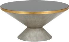 Cocktail Table N Y Dark Gray Antique Wash Gold Edging Wood Glass