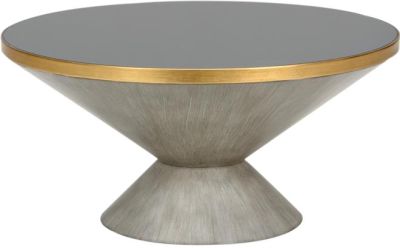 Cocktail Table N Y Dark Gray Antique Wash Gold Edging Wood Glass