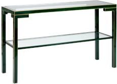 Console Malachite Green Lacquer Clear Gold Glass Wood