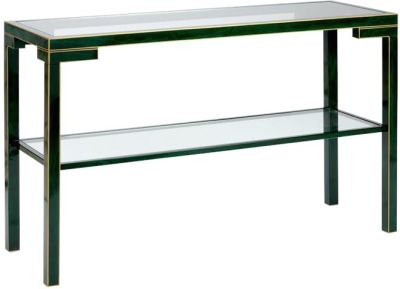 Console Malachite Green Lacquer Clear Gold Glass Wood