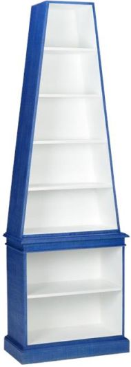 Bookcase White Paint Blue Raffia Wood
