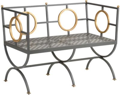 Accent Bench Gold Accents Dark Steel Metal