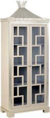 Display Cabinet Clear Silver Leaf Accents Gray Limed Oak Glass Wood