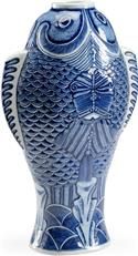 Vase Fish Blue White Ceramic Hand-Painted Painted