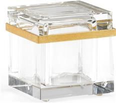 Jewelry Box Square Antique Gold Clear Crystal Metal
