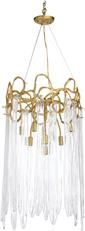 Chandelier 9-Light Bronze Glass Brass Hardwire 25W