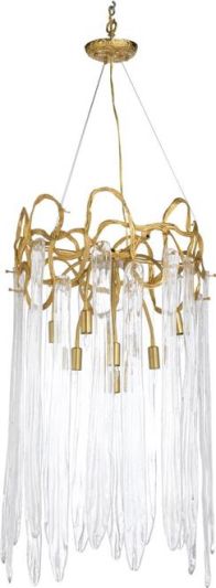 Chandelier 9-Light Bronze Glass Brass Hardwire 25W