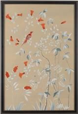 Watercolor Painting Buckhead Panel Black Frame Red on Silk Glass Framed