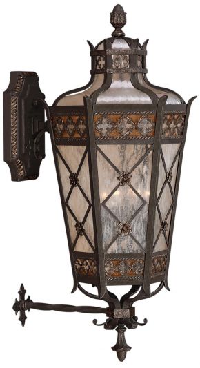 CHATEAU Wall Sconce Outdoor Large 4-Light Umber Patina Antiqued Gold Accents