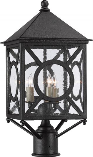 CURREY and COMPANY RIPLEY Post Light Small 3-Light Midnight Black Wrought