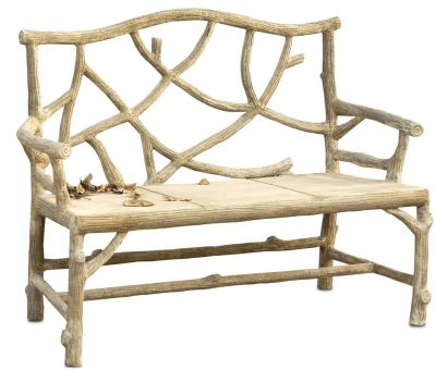 CURREY and COMPANY WOODLAND Bench Nature Natural Rustic Faux Bois Wood