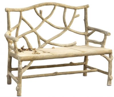 CURREY and COMPANY WOODLAND Bench Nature Natural Rustic Faux Bois Wood