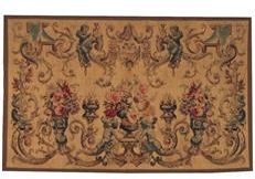 Tapestry Aubusson Floral 48x78 78x48 Blue With Backing and Rod Pocket