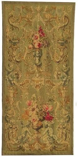 Aubusson Tapestry 35x75 Handwoven Elegant Floral with Rod Pocket