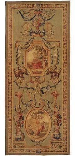 Tapestry Aubusson Flourishes Flourish 35x86 86x35 Brown With Backing and Rod
