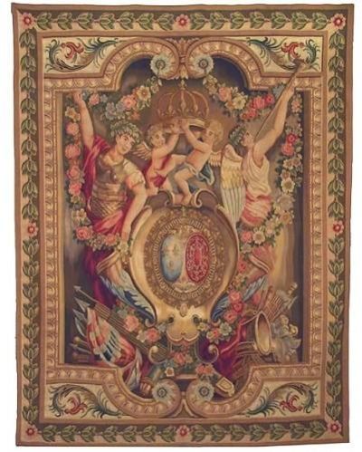 Tapestry Aubusson Garlands Garland 65x85 85x65 Red With Backing and Rod P