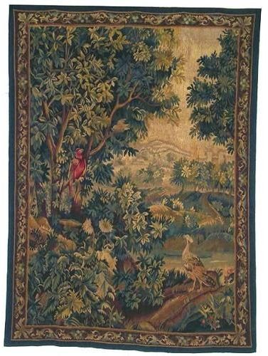 Tapestry Aubusson Flowers Floral 58x77 77x58 Cream With Backing and Rod P