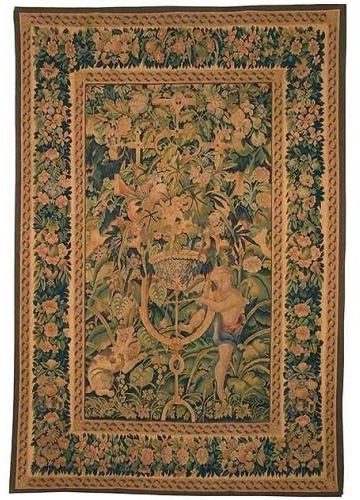 Tapestry Aubusson Foliage 53x78 78x53 Ecru With Backing and Rod Pocket