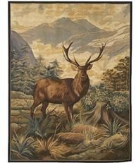 Tapestry Aubusson Stag Deer Right-Facing Right 54x70 70x54 Brown With Backing