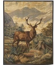 Tapestry Aubusson Stag Deer Right-Facing Right 54x70 70x54 Brown With Backing