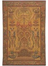 Tapestry Aubusson Feather Flourishes Feathers 72x108 108x72 Maroon Red With