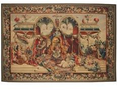 Tapestry Aubusson Caliph in Ornate Pavillion 97x142 142x97 Teal With Backing