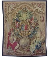 Tapestry Aubusson Globe 67x89 89x67 Pink With Backing and Rod Pocket