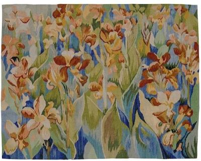 Tapestry Aubusson Contemporary 4x5 5x4 Sky Blue Wool Backing With Rod Pocket