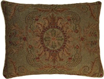 Pillow Throw Beaded 20x24 24x20 Bronze Beige Down Feather Insert Metal