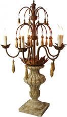 Candelabra Candleholder Candlestick Distressed Gold Painted Oxidized Wood Metal