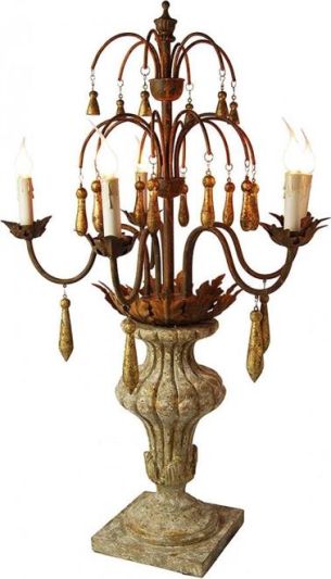 Candelabra Candleholder Candlestick Painted Distressed Oxidized Gold Metal Wood