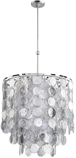 Pendant Chandelier CYAN DESIGN CARINA 9-Light Shatter Silver Chrome Clear Gold