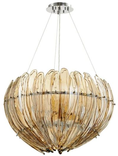Pendant Chandelier CYAN DESIGN AERIE Large 9-Light Cognac Chrome Gold Leaf