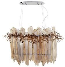 Pendant Chandelier CYAN DESIGN THETIS ISLAND 5-Light Gold Leaf Chrome Cognac