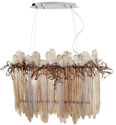 Pendant Chandelier CYAN DESIGN THETIS ISLAND 5-Light Gold Leaf Chrome Cognac