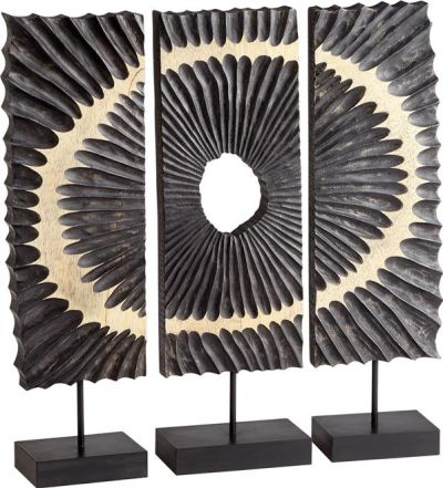 Sculpture CYAN DESIGN Abstract Ruffle Black Iron Wood