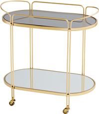 Bar Cart CYAN DESIGN MOTIF Modern Contemporary Gold Tempered Glass Wood Iro