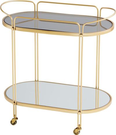 Bar Cart CYAN DESIGN MOTIF Modern Contemporary Gold Iron Tempered Glass Woo