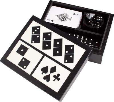 CYAN DESIGN GAMETIME Game Set White Black Pine Brass Cream Gray Resin