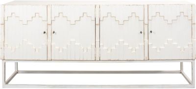 Cabinet on Stand SARREID Antique White Wash Antiqued Reclaimed Pine 2 -Shelf
