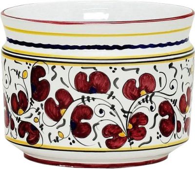 Cachepot Planter Vase ORVIETO ROOSTER Deruta Majolica Cylindrical Cover Light