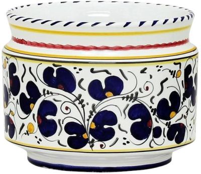 Cachepot Planter Vase ORVIETO ROOSTER Deruta Majolica Cylindrical Cover Small