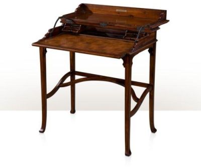 Campaign Desk THEODORE ALEXANDER Victorian Splayed Legs Acacia Leather Flip-Top