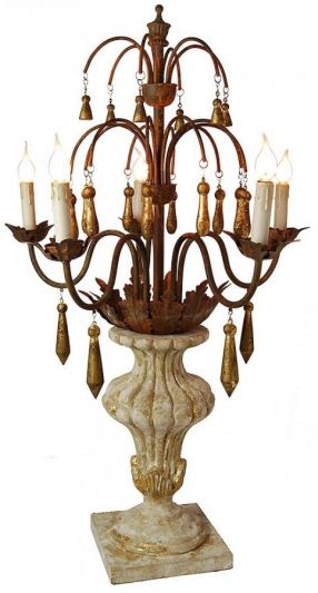 Candelabra Candleholder Candlestick Painted Distressed Gold White Oxidized
